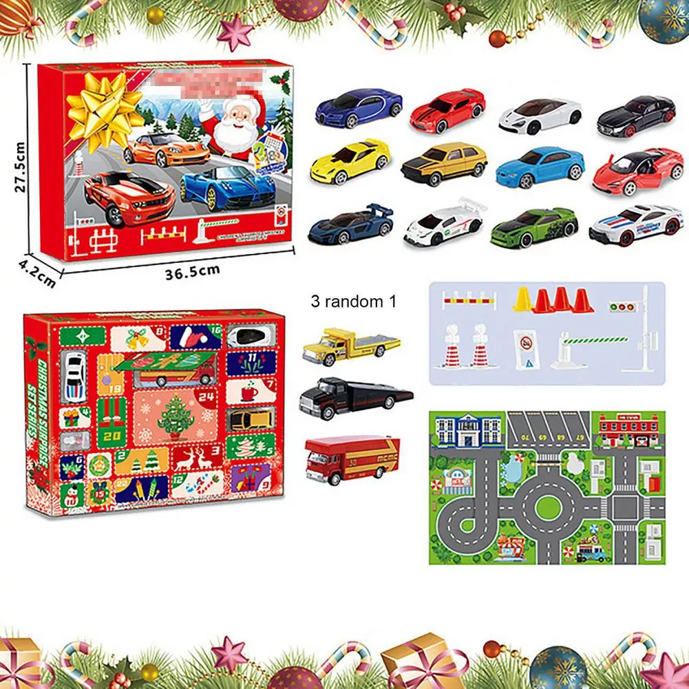 Calendario de Adviento de coches para ni&ntilde;os, juguete de descompresi&oacute;n, calendario de cuenta atr&aacute;s de Navidad, 2022-4