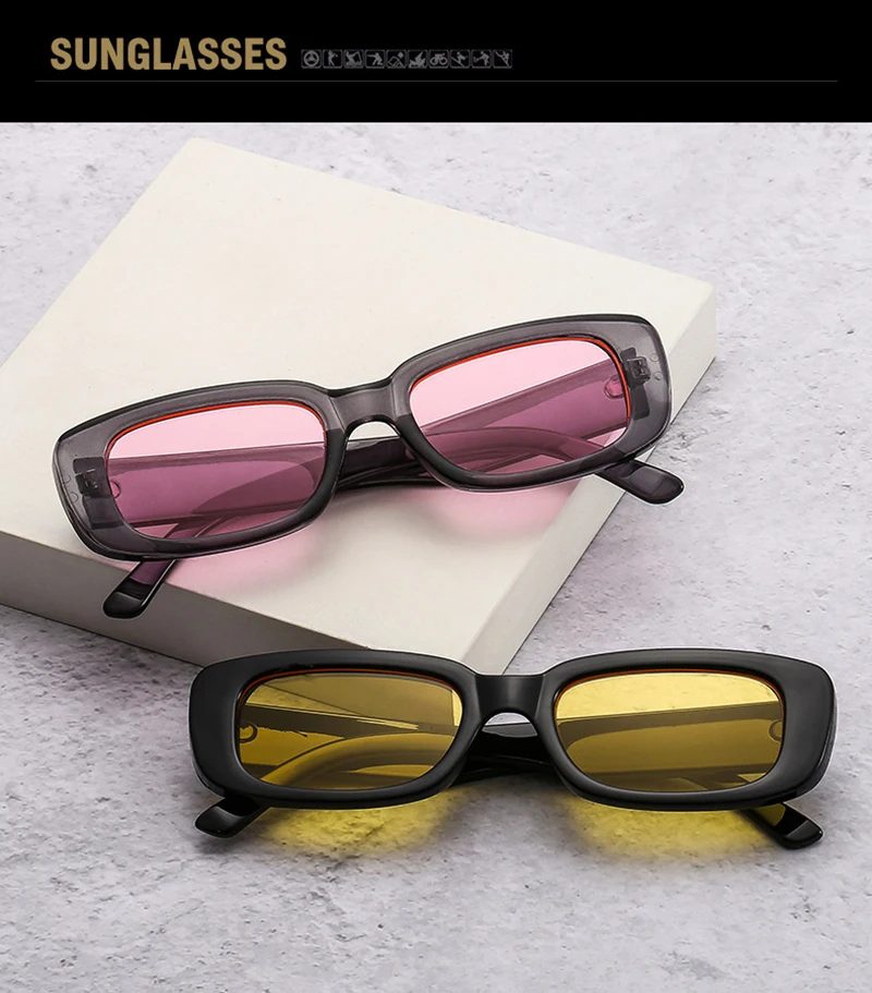 

New Square Vintage Sunglasses Women Luxury Brand Designer Retro Goggles Travel Rectangle Eyeglasses Female UV400 Lens Eyewears
