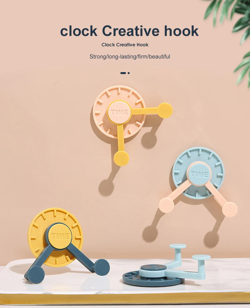 

4 Packs Of Creative Mask Hook Wall Seamless Clothes Hook Wall Hanging Free Punching Rotating Strong Sticky Hook