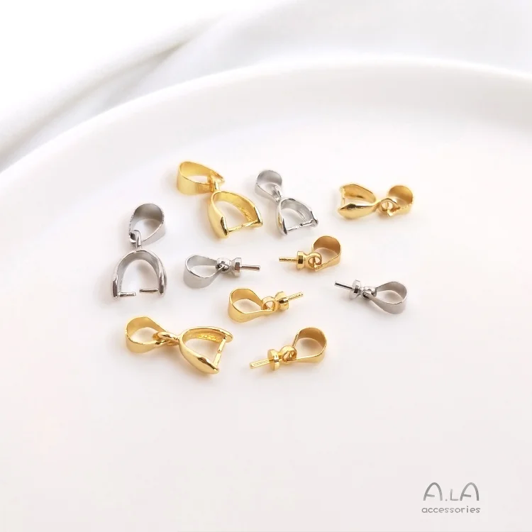 

Customized Copper Bag 18K Real Gold Platinum Ribbon Trichosanthes Kirilowii Maxim Seeds Buckle Clipped Button Half Hole Bead