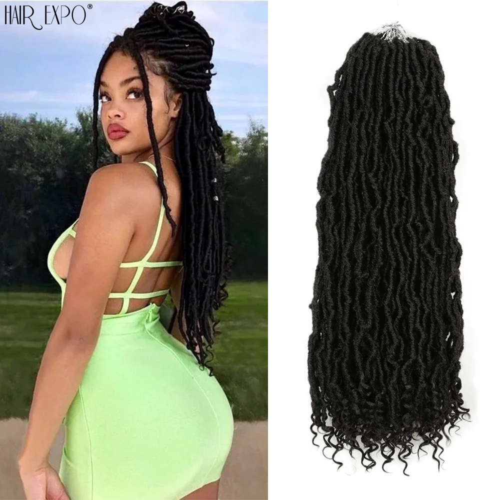 20"Godess Faux Locs Crochet Hair Synthetic Ombre Braiding Hair Extensions NuLocs Soft End Natural Locks Braids Hair Expo City