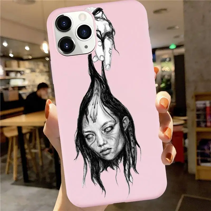 

Junji Ito Collection Tees Phone Case Candy Color for iPhone 6 7 8 11 12 s mini pro X XS XR MAX Plus custom protective funda
