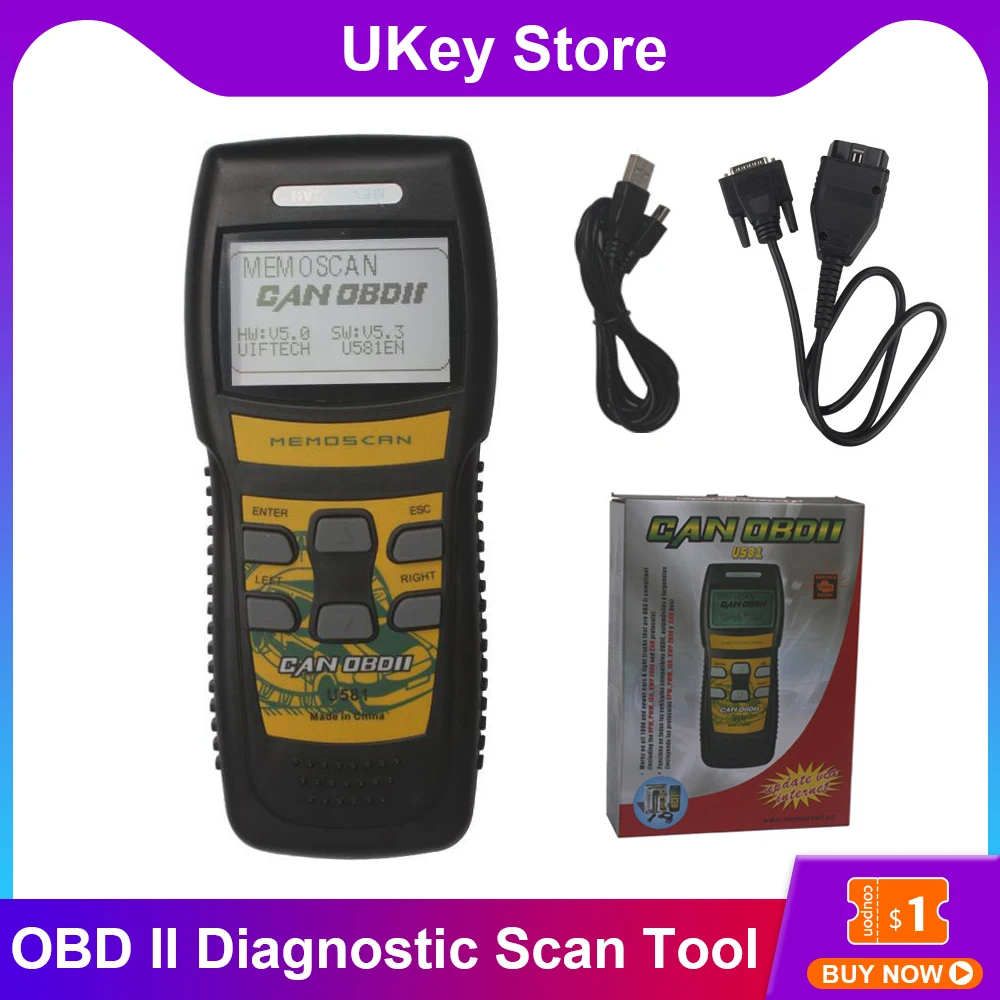 Диагностический сканер Memoscan U581 CAN BUS OBD2 устройство для чтения кодов автомобиля с