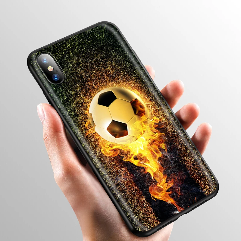 YIMAOC Fire Football Soccer Ball Silicone Soft Case for iPhone 12 Mini 11 Pro XS Max XR X 8 7 6 6S Plus 5 5S SE | Мобильные телефоны