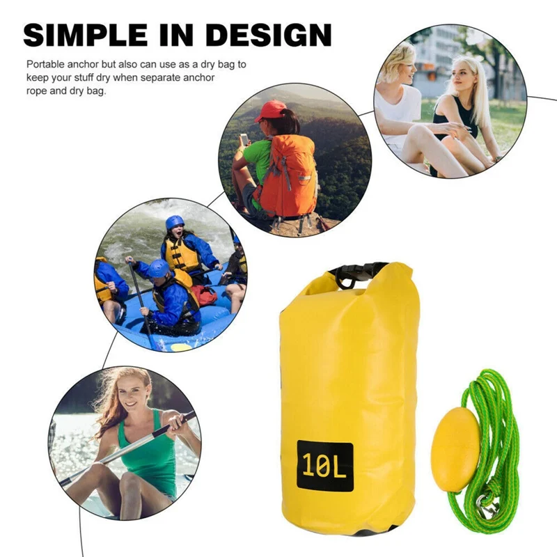 

10L/20L Tow Rope Sand Sack 2-in-1 Portable Kayak Sand Anchor Waterproof Dry Bag Kayak Rowing Tow Rope Storage Drift Bags
