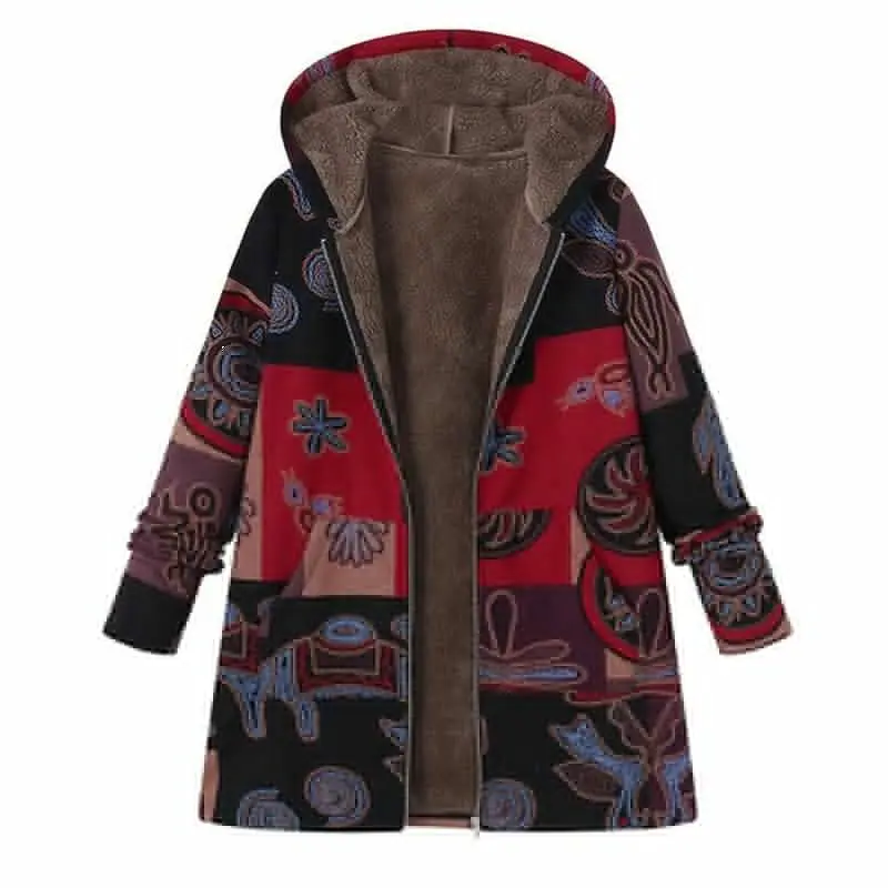 

Women Winter Fleece Lined Warm Hooded Coat Ladies Loose Jacket Outwear Plus Size