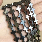 Крест Форма черный гематит Камень Бисер 6x8, 8x10 10x14 14x17 мм Свободные Spacer Бусины для самостоятельного изготовления ювелирных изделий браслет 15''Inches