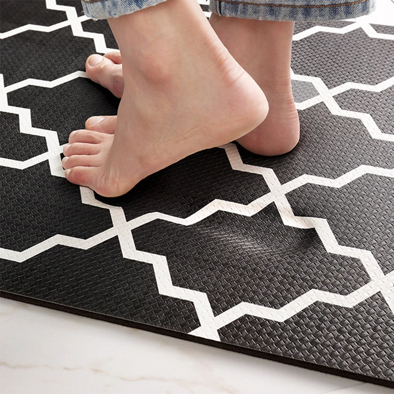 pu kitchen floor mats waterproof oil proof non slip pvc thickened bathroom rug long washable living room bedroom entrance carpet free global shipping