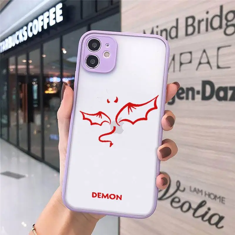 

Demon Angel Couple BFF Cartoon Phone Cases Matte For iPhone 12 Mini 11 Pro XR XS Max 7 8 Plus X Hard PC Back Cover