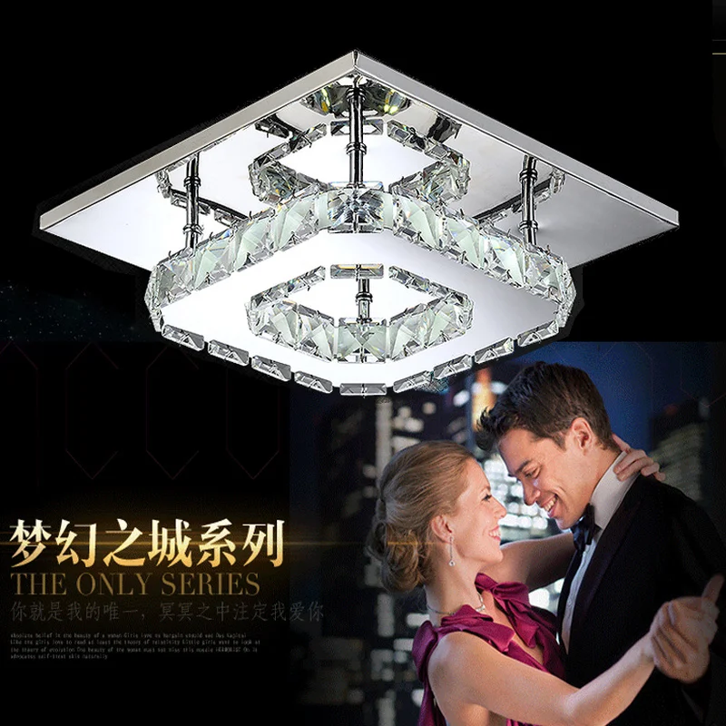 Квадратный светодиодный хрустальная люстра светильник для прохода веранда