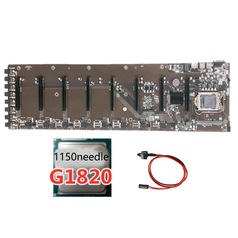 

Материнская плата B85 BTC для майнинга 8PCI-E LGA1155 с процессором G1820 и кабелем переключения, слот с большим расстоянием 65 мм для материнской платы ...