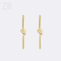 zn new 925 sterling silver needle ear accessories korean style trendy knotting stud earrings elegant simple fashion jewelry gift