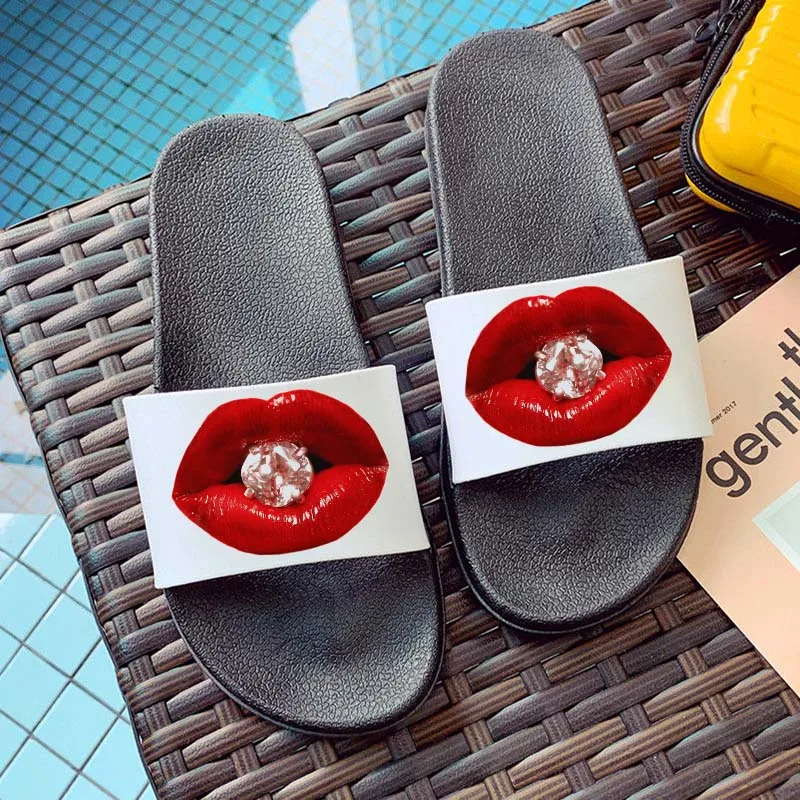 

2020 fashion summer women Slippers cute lips beach Slippers Indoor Home Slippers women Flip Flops Flat Slides Zapatillas Mujer