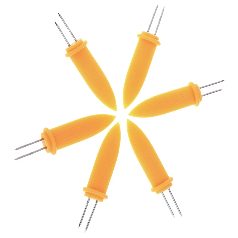 6 шт. Кукуруза в початках держатели Нержавеющая сталь барбекю зубцами шампуры