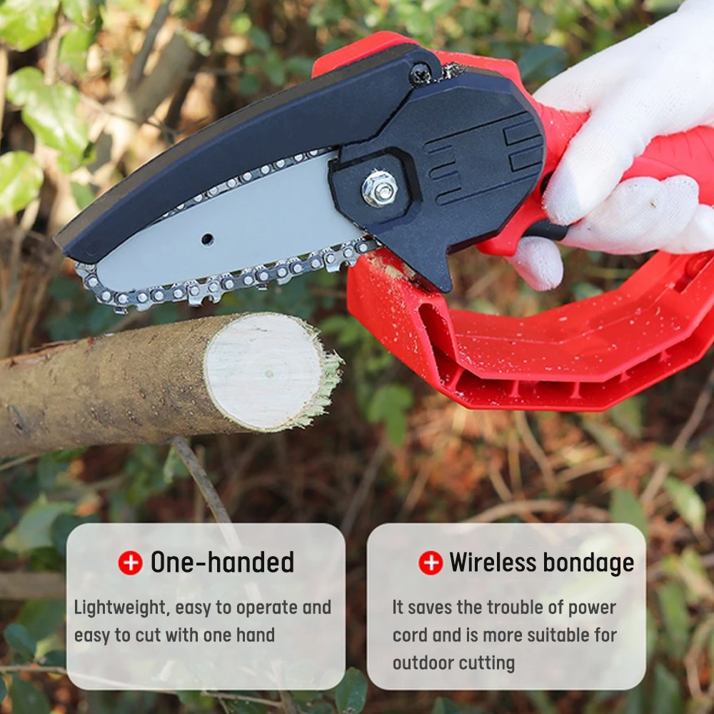 

Mini Electric Chain Saw 550W 24V with Rechargeable Battery One-handed Garden Woodworking Pruning Logging Chiansaw Power Tool