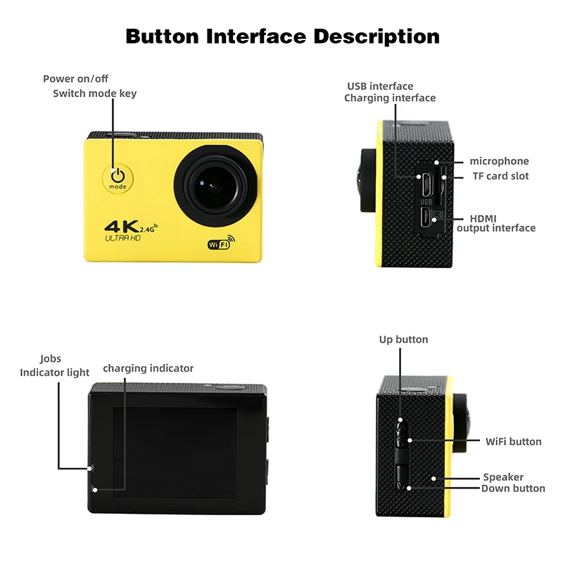 Action Camera Outdoor Sport Underwater Mini Waterproof Cam HD Surveillance Water Resistant Video Recording Deportiva | Безопасность и