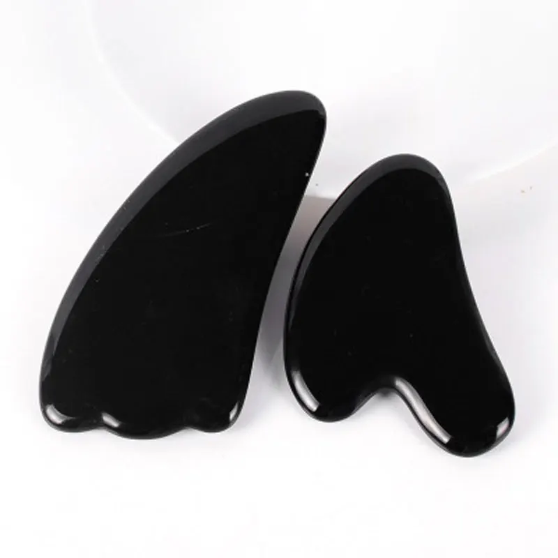 Набор инструментов Gua Sha скребок для гуаши из натурального черного обсидиана