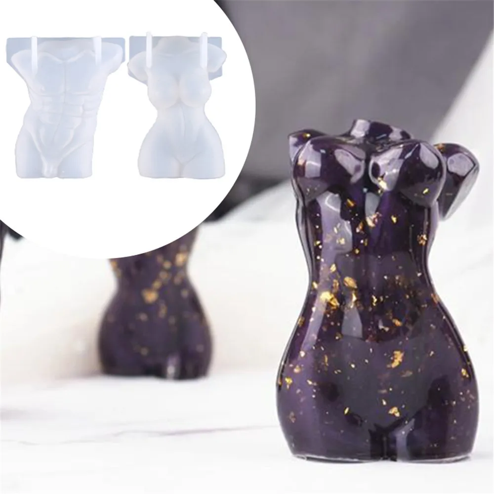 3D человеческого тела лампы в форме свечи прессформы с украшением виде кристаллов