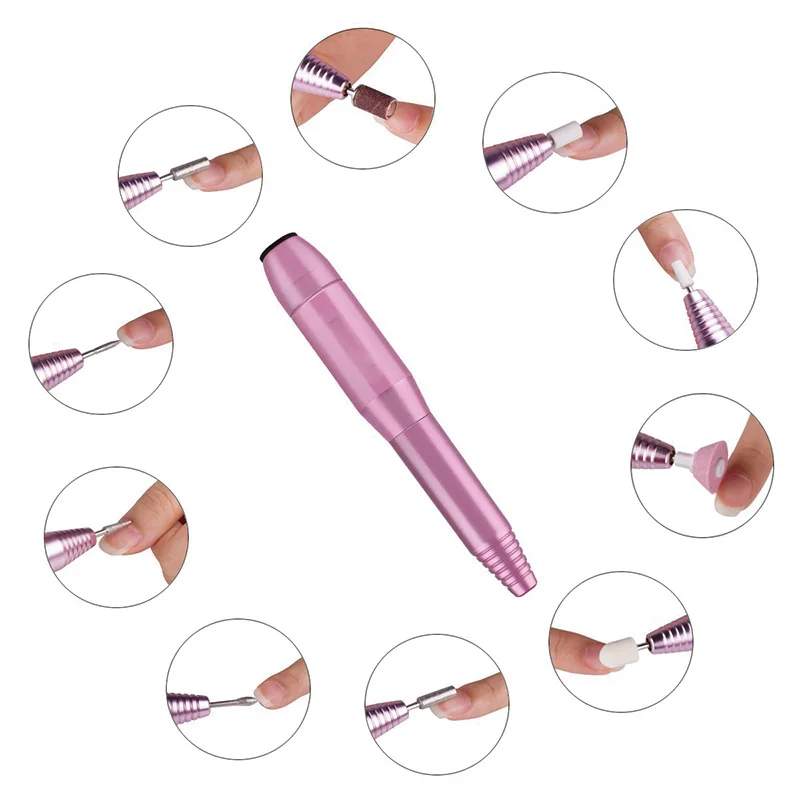 Электрическая дрель для ногтей ручка машинка маникюра 12 в золотой серебряный