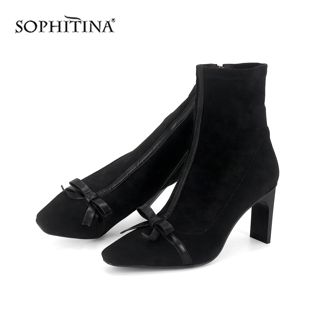 SOPHITINA/пикантные ботинки с острым носком модная обувь узлом-бабочкой на