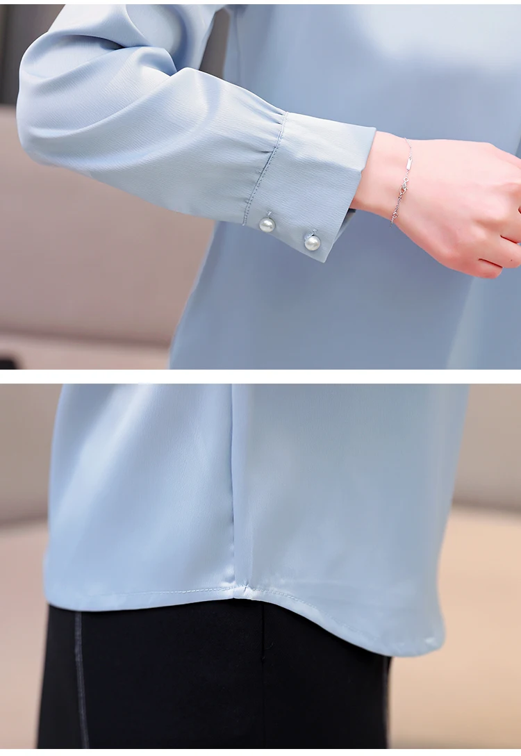 

Blusas Mujer De Moda 2021 Stand Collar Chiffon Blouse Shirt Women Tops Long Sleeve Blouse Women Womens Tops And Blouses C560