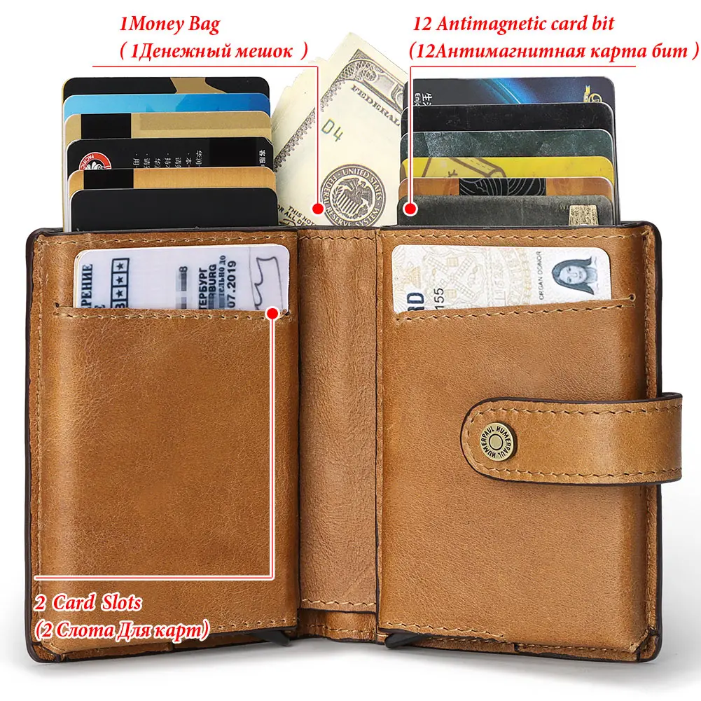 Новый RFID алюминиевый сплав держатель для кредитных карт из натуральной кожи