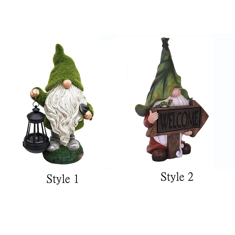 

Funny Garden Gnome Resin Miniature Figurines Statue with Solar-powered LED Lights for Patio Yard Lawn Porch Home Decoration