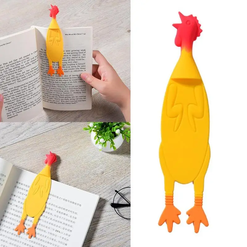 

1pc Creative Screaming Chicken Bookmarks Silicone Yellow Supplies Papelaria For Books School Stationery Criativa Office T7M2