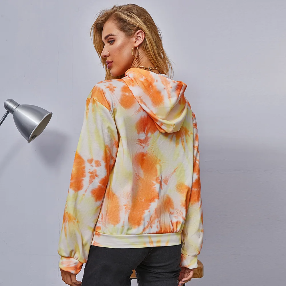 

Casual Tie Dye Printed Hoodies Fashion Women Hoodies Long Sleeve Loose Hooded TopsWomen Sweatshirts Streetwear
