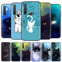 cute cat cartoon for oppo a74 a94 a93 a73 a53 a32 a31 a72 a12e a12 a11 a9 a5 2020 5g ax7 black soft tpu phone case