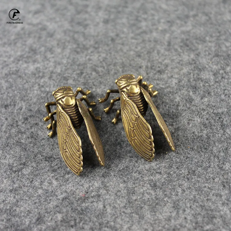 Антикварные медные статуэтки цикады аксессуары для домашнего декора винтажные