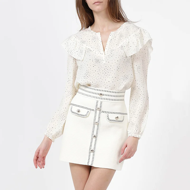 Patads light luxury single skirt in spring and summer small fragrance color matching slim knit short skirt for women