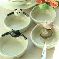 cartoon ceramic tableware lovely babys rice bowl creative saucer spoon seat fruit salad bowl