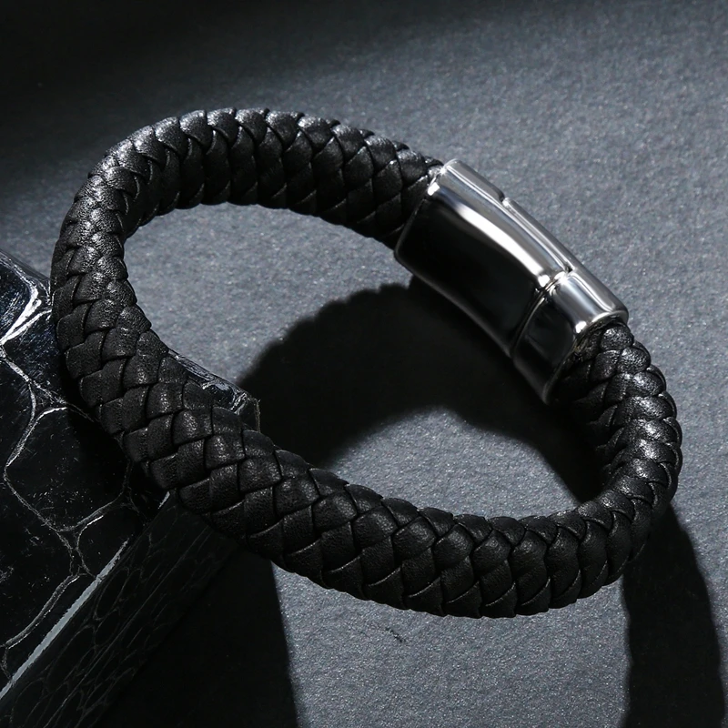 Мужские кожаные браслеты в стиле панк с крестом и черепом очаровательные большие