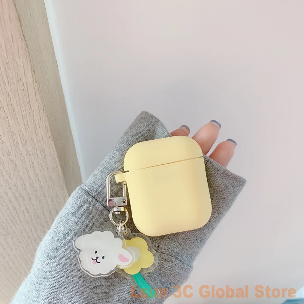 Чехол-накладка для Airpods 1 2 AirPods Pro Футляр жемчуга силиконовый с милыми цветами в