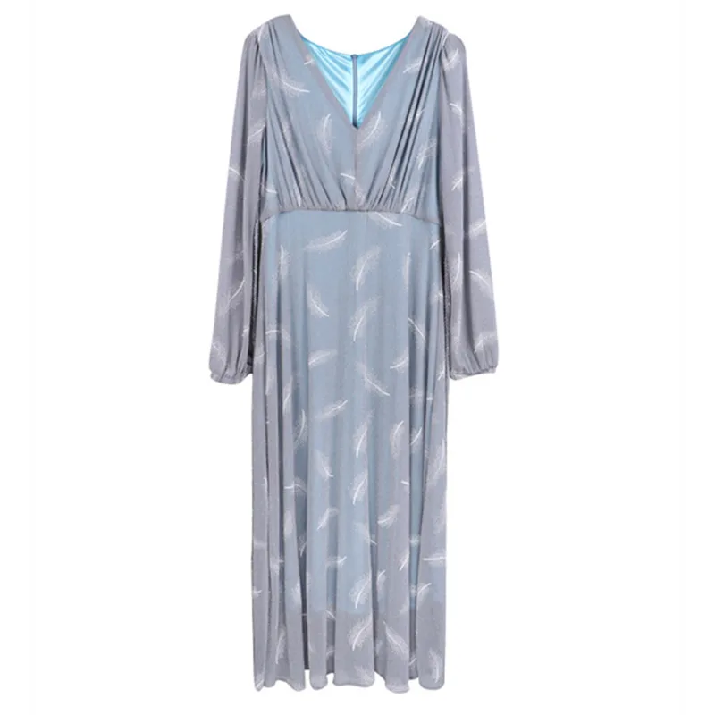 

Nursing Dresses Breastfeeding Pregnancy Clothes Holiday High Waist Long Sleeve Maternity Gown Feather Outwear Plus Size Dress