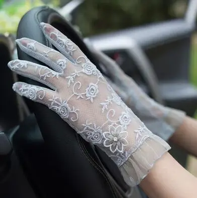 

Spring Summer Women's Lace Sunscreen Gloves Lady's Anti-uv Slip-resistant Driving Gloves Sexy Transparent Lace Gloves