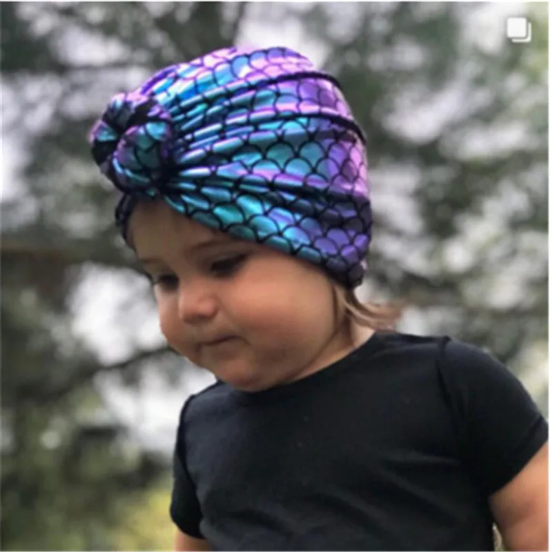 Банданы для маленьких девочек шапки с принтом в виде рыбьей чешуи новорожденных