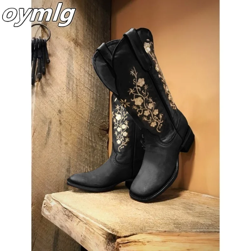 Женские модные высокие сапоги в винтажном стиле Сезон осень зима повседневные