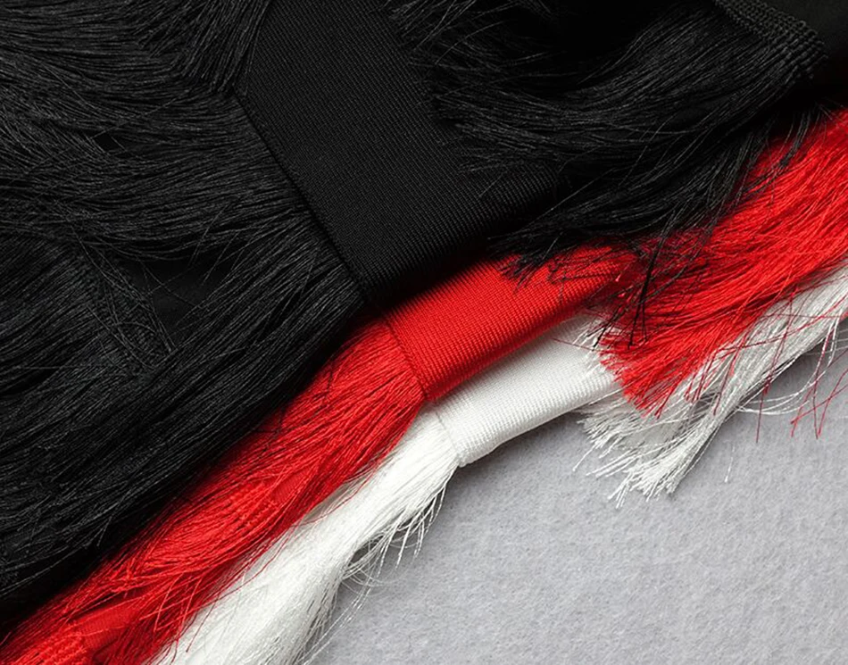 Женское платье с бахромой Белое Облегающее мини длинным рукавом и Клубное