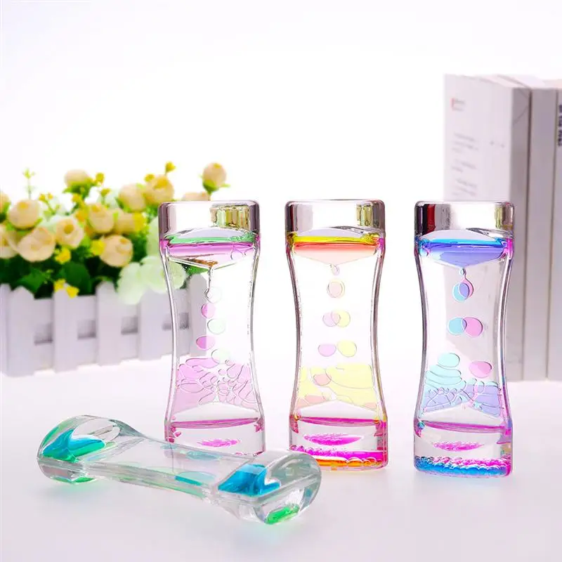 2pcs Double Colors Oil Hourglass Liquid Motion Bubble Timer with Pretty Waist Desk Decoration Children Toy Gifts | Дом и сад