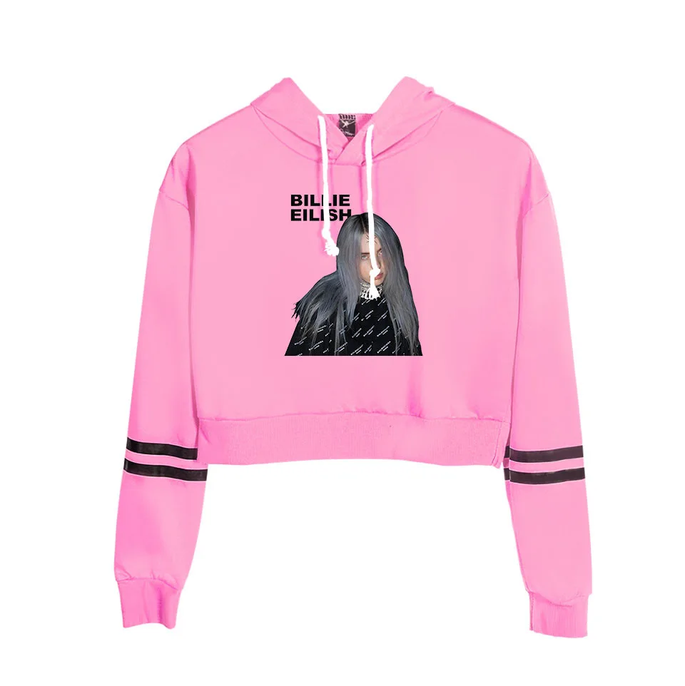 Толстовки в стиле хип-хоп Billie Eilish Kpop, укороченный топ, толстовки, женская сексуальная Весенняя Осенняя хлопковая одежда Billie Eilish, сексуальная одежда для девочек