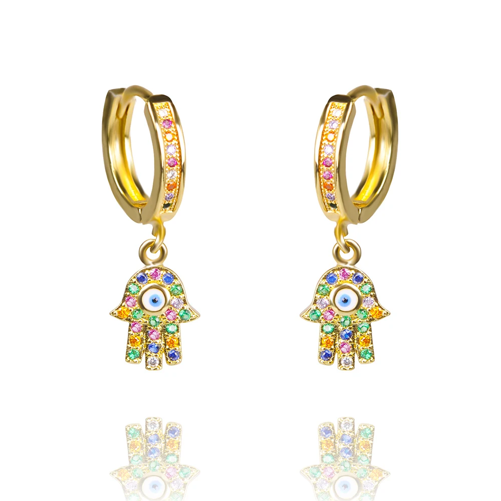 Fashion rainbow zircon earrings for women dropping cz crystal heart hand cross pendant jewelry new year gifts | Украшения и
