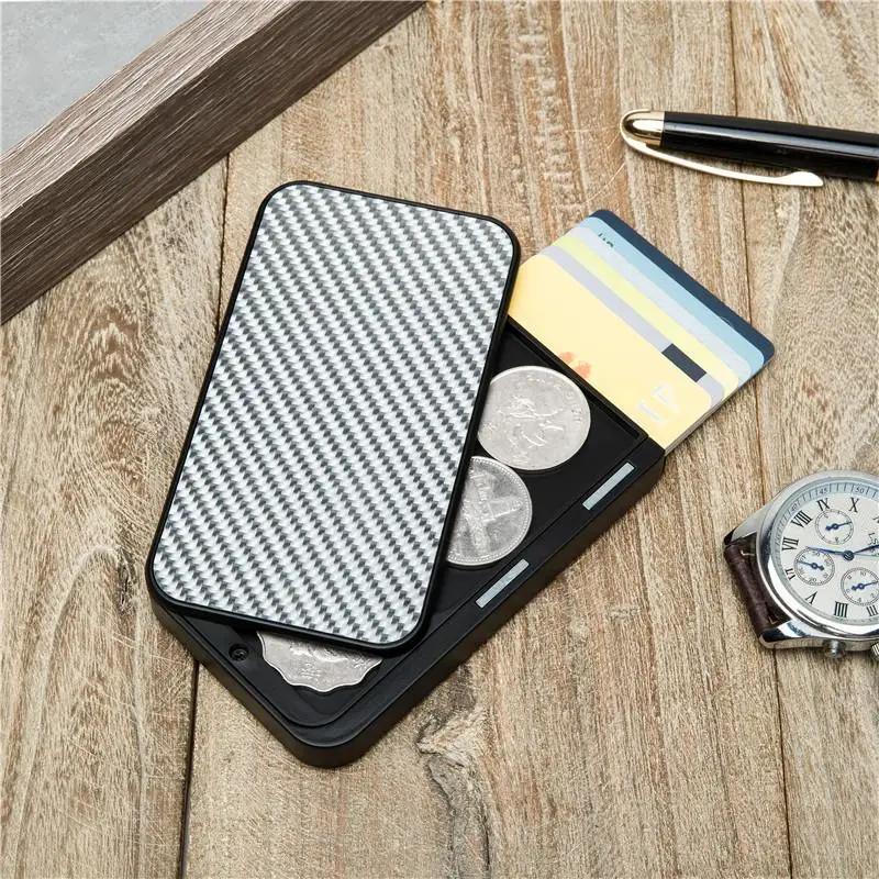 

Bycobecy Fashion Carbon Fiber Credit Card Holder RFID Blocked Single Box Thin Wallet Men Slim Card Case Tarjetero Hombre Coin