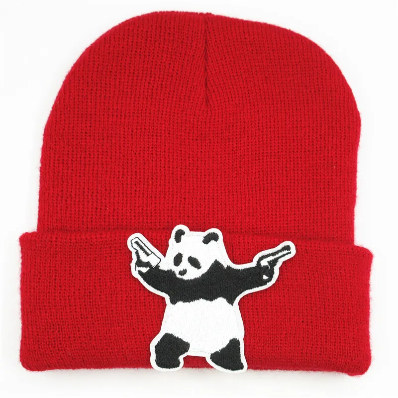 

2020 Cartoon Panda Embroidery Thicken Knitted Hat Winter Warm Hat Skullies Cap Beanie Hat for Men and Women 355