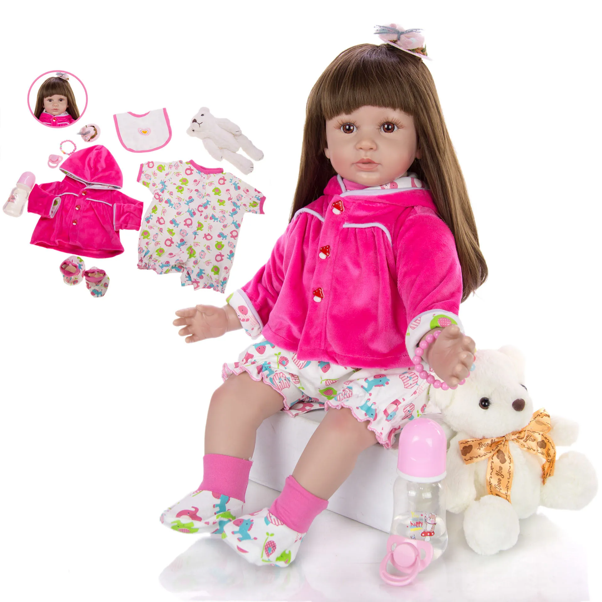 

Кукла новорожденная, тканевое тело, виниловая силиконовая кукла принцессы новорожденного, 24 дюйма, l.o.l, кукла-одевалка для девочек, подарок