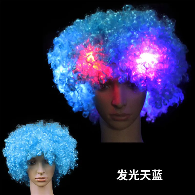 

LED Flash Explosion Head Fake Luminous Fans Party Clown Wig Hair Cosplay Dance Bar Dress Performance Funny