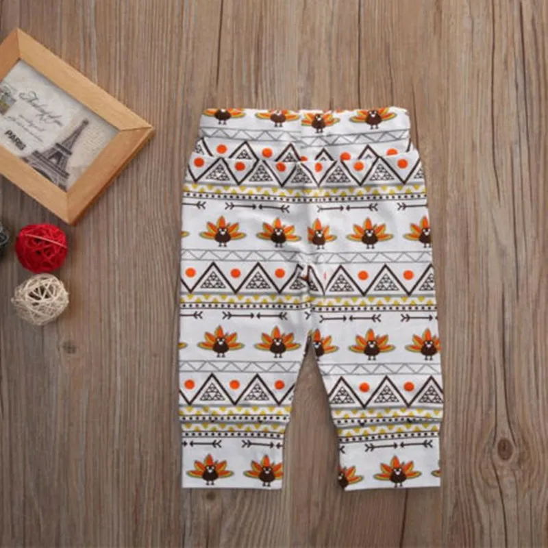 

Autumn and winter long sleeve holiday suit 0-2 years old 4 piece Thanksgiving suit Turkey pattern