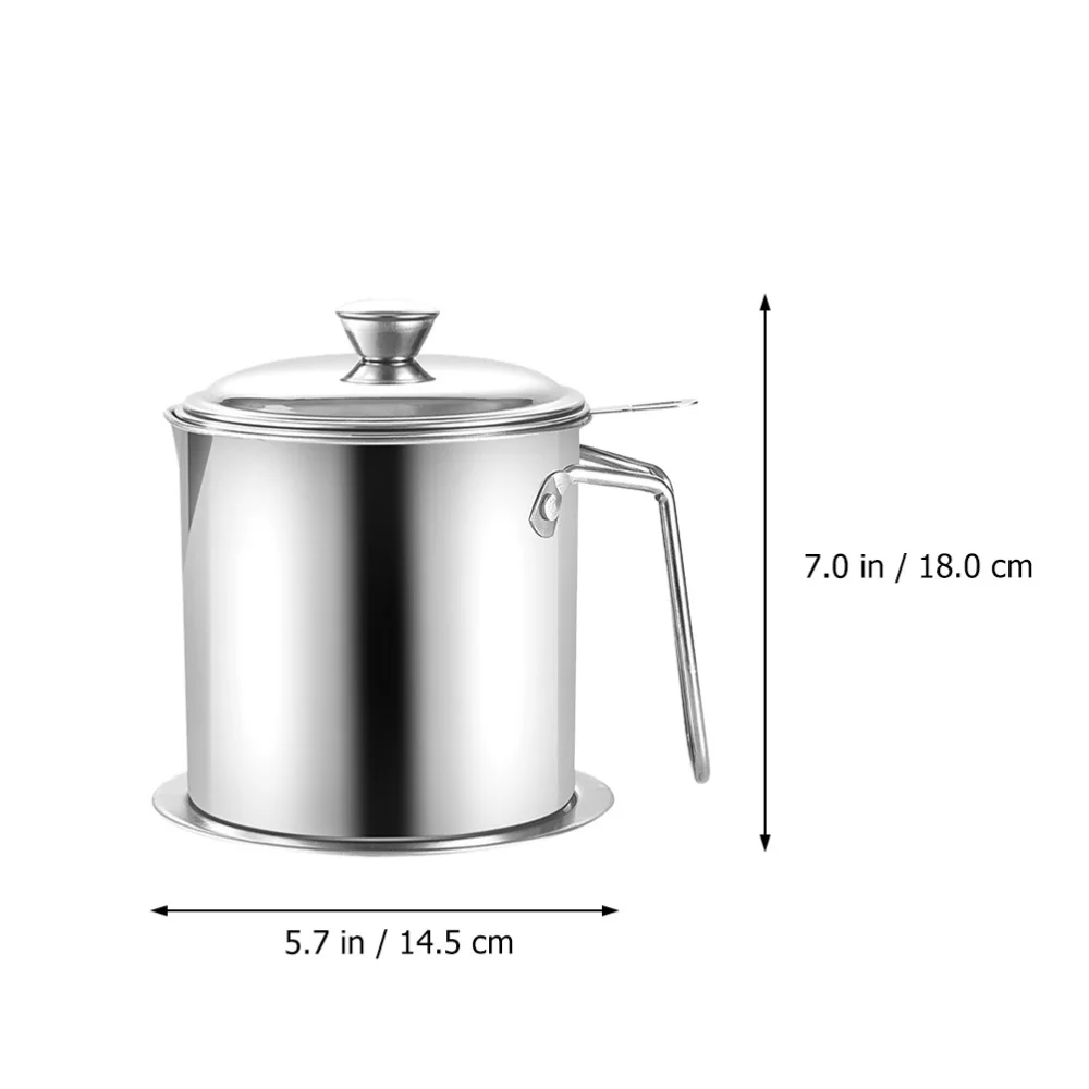 

1pc Oil Strainer Pot Home Grease Can Stainless Steel Oil Storage Can (Silver)