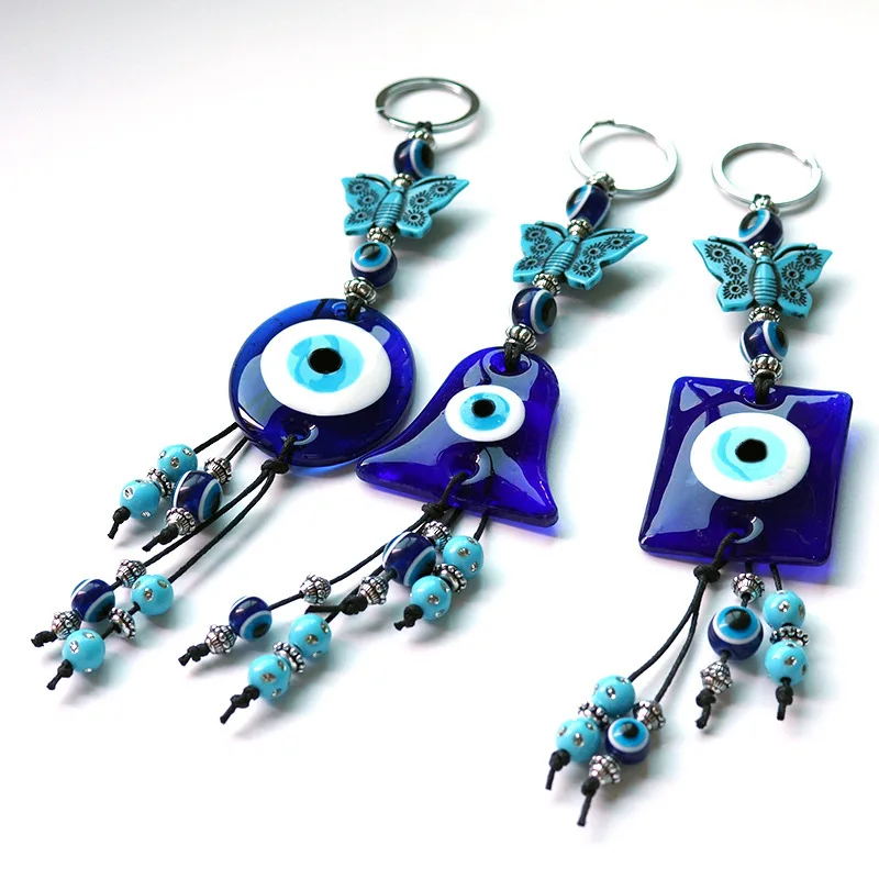 Этнический турецкий синий стеклянный кристалл злого искусства Бабочка круглая